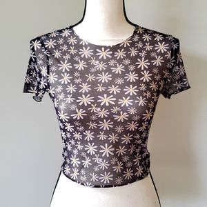 Nordstrom See-through Stretch Daisy Top Size X Small